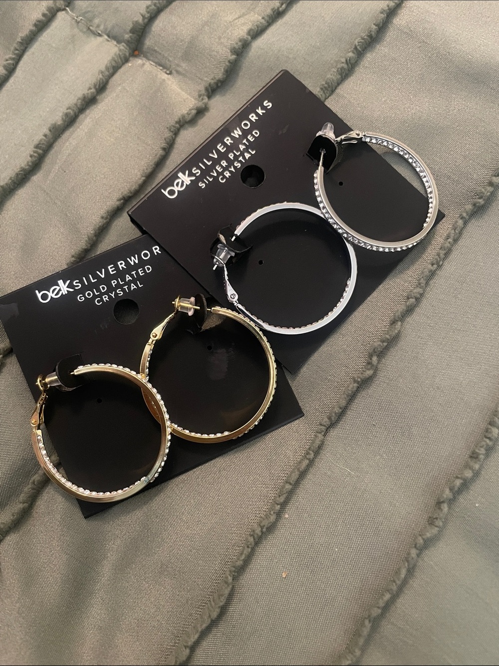 Gold and Silver Plated Crystal Hoop Earrings (gift set)